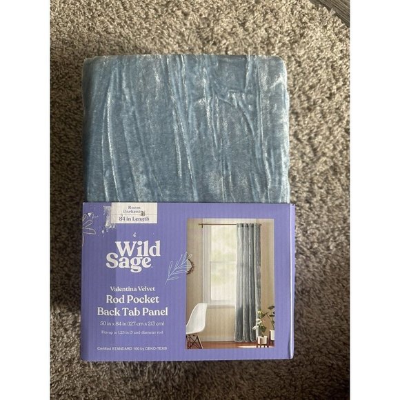 Wild Sage Valentina 50X84” Rod Pocket Back Tab Curtain 1 Single Panel Blue Fog - Picture 1 of 5